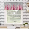 thumbnail image 4 of Pink Christmas Tree Valances for Windows Xmas Pine Tree Winter Snowflakes Grey Rod Pocket Curtain Valance Window Treatment Short Curtains for Kitchen Living Room, 58"x16", 4 of 5