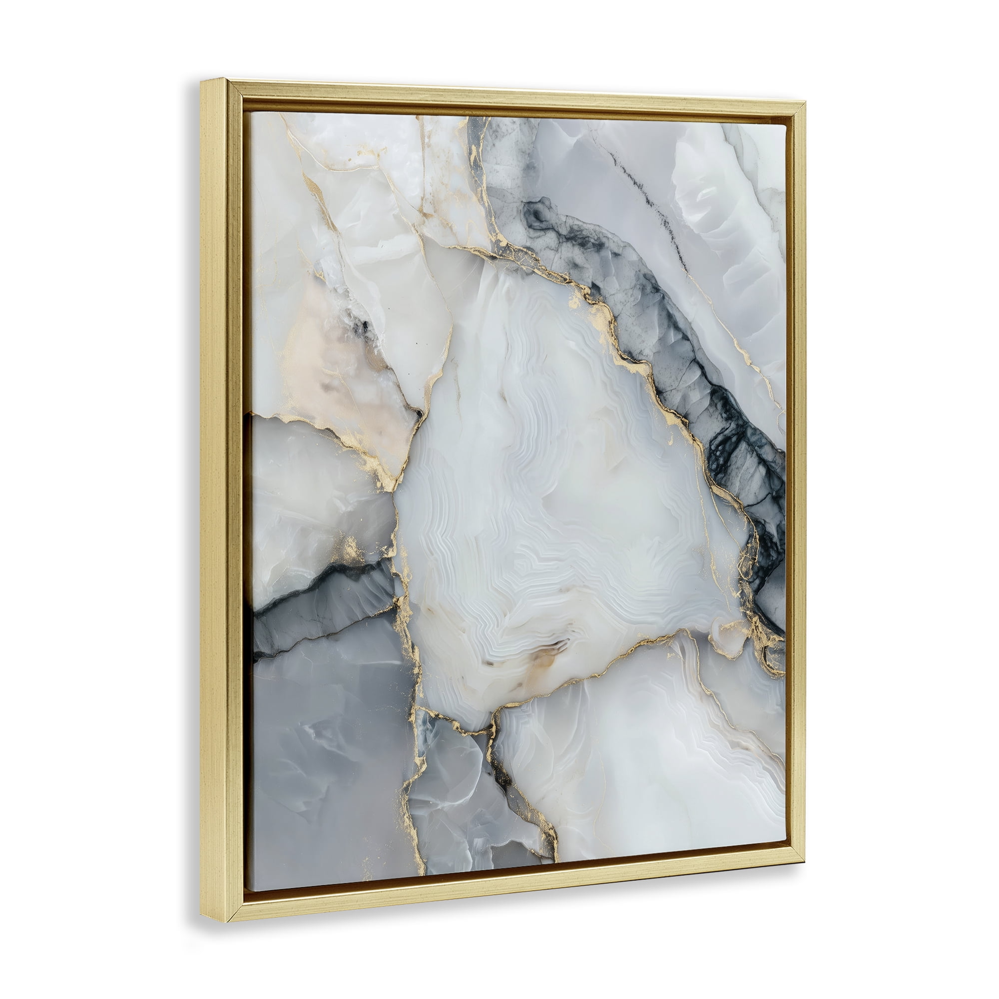Stupell Industries Luxe Stone Geode Gold Framed Floater Canvas Wall Art, design by Svetlana Aleynikova