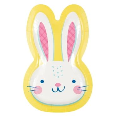 Eggcellent Easter Bunny Shaped 8.25" x 5.25" Plates, 8ct