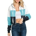 thumbnail image 4 of Doublju Women's Color Block Long Sleeve Cozy Crop Zip Up Hoodie, 4 of 4