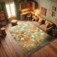 thumbnail image 3 of Ambesonne Mid Century Modern Decorative Rug Carpet, Grunge Forms, 2' 5" x 5', Burnt Sienna Pale Teal, 3 of 5