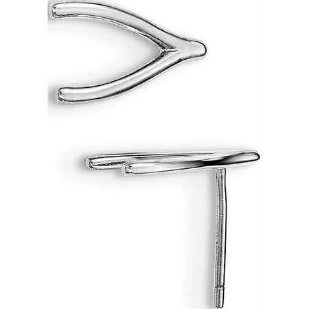 Designer Sterling Silver Rhodium-Plated Wishbone Post Earrings (Length=12) (Width=8) Made In China -Jewelry By Sweet Pea Creations
