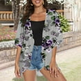 thumbnail image 4 of Women's Casual J Fashion Print Lightweight And Comfortable Beach Vacation Chiffon Cardigan Sun Cardigan plus Size Kimonos Cardigan Sweaters for Women with Pockets Corded Cardigan Oversized Cardigan, 4 of 6