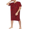 thumbnail image 3 of Pyjama d'Été à Manches Courtes Col en V Imprimé à Carreaux pour Hommes, Ample, Rouge m, 3 of 6