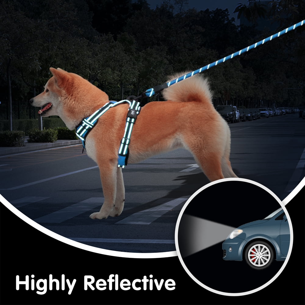 PoyPet Dog Harness and Leash Combo, Escape Proof No Pull Vest Harness, Reflective Adjustable Soft Padded Pet Harness with Handle for Small to Large Dogs