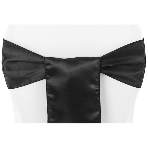10 Pcs, Standard Satin 6" W X 108" L Chair Sash - Black For Wedding & Event Decor