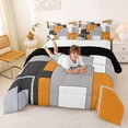 thumbnail image 3 of Homewish Orange Minimalist Block Full Size Comforter Sets,Aesthetic Geometric Bedding Comforter Set,Black Reversible,3-Piece,1 Comforter and 2 Pillowcases, 3 of 7