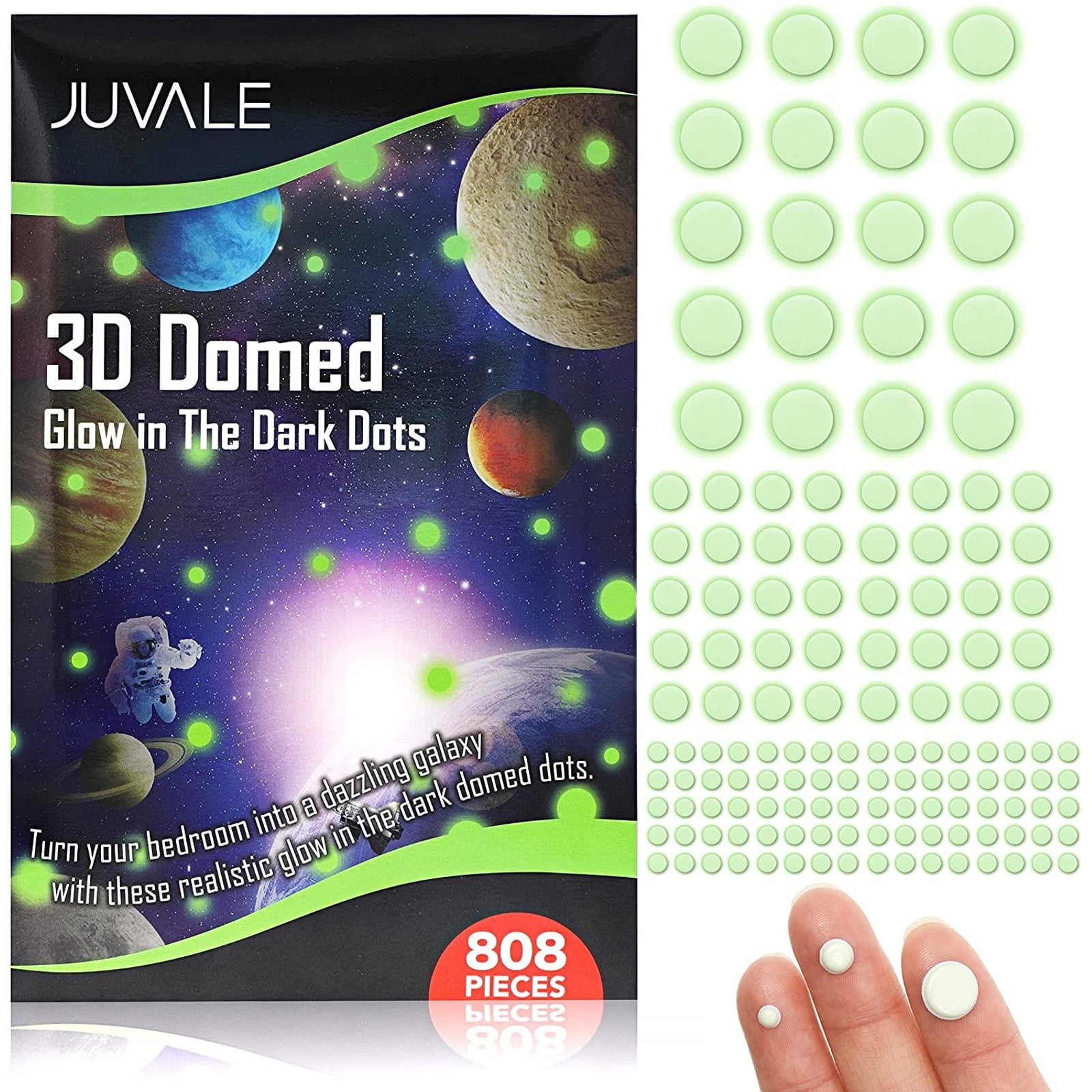 808 Pieces Glow in The Dark Dot Wall Stickers, 4 to 9mm Self Adhesive Luminous Glowing Stars Labels for Ceiling, Home Wall Decoration, Kids Bedding Room, Birthday Party Gifts
