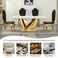 thumbnail image 3 of GAKMCIL 70" Rectangle Faux Marble Dining Table for 6-8 People, Kitchen Table with Mirrored Finish Stainless Steel Base, Adjustable Non-Slip Feet, 300lbs Load for Dining Room, Kitchen (Gold&White), 3 of 7