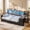 Black, variant on Toogaho Twin Daybed with Desk & Charging Station & Bookcase Storage,Metal Platform Bed Frame with 7 Storage Drawers & LED Light & Open Shelves,White