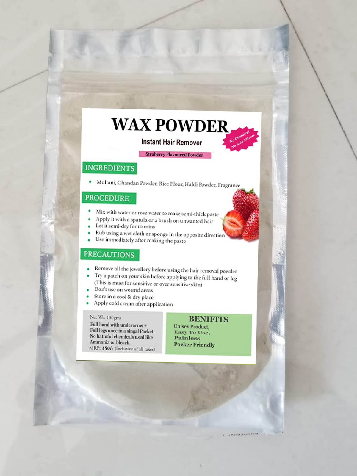 MEE KART Health and Herbal Products Strawberry Flavor Waxing Powder