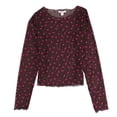 thumbnail image 1 of bar III Womens Polka-Dot Mesh Pullover Blouse, Red, X-Large, 1 of 2