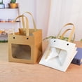 thumbnail image 4 of Nvzi regalos, flores, bolsas de embalaje para cajas de regalo, bolsas de regalo con ventana transparente, bolsas de papel kraft, bolsas de tela cuadradas (cara sonriente blanca, tamaño pequeño), 4 of 5