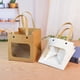 thumbnail image 4 of Xiao Hua Regalos, flores, bolsas de embalaje para cajas de regalo, bolsas de regalo con ventana transparente, bolsas de papel kraft, bolsas de mano cuadradas (cara sonriente blanca, tamaño pequeño), 4 of 5