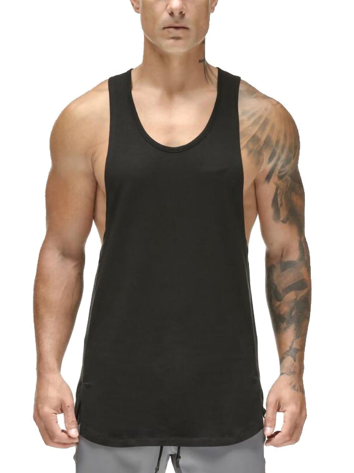 CVLIFE Crew Neck Workout Tank Tops for Men Running Muscle Tank Exercise Gym  Tops Sleeveless Athletic Shirts Stretch Basic Tee