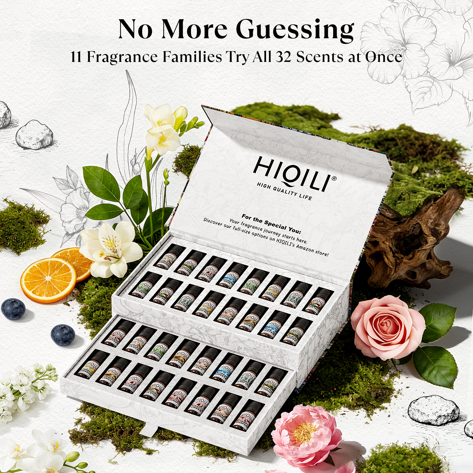 HIQILI 32pcs *5mLFragrance Oil Set, Long-Lasting Scent, for Diffuser Diy Perfume Candle Making, Mother's Day Gift Set