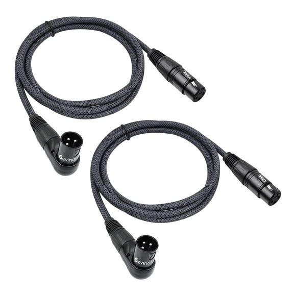 Cable XLR Devinal en ángulo recto macho a hembra recta, paquete de 2