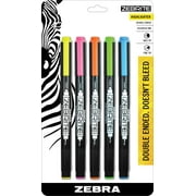 Zebra Zebrite Double-Ended Highlighter, Chisel and Fine Point, Assorted Colors, 5-Count