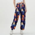 thumbnail image 5 of IVEYRTF Children's Halloween Print Cargo Pants Joggers Fall Winter Elastic Waistband Multiple Pockets Fleece-Lined Thickened Casual Sports Trousers for Kids 3-14 Years(Purple#1,7-8 Years), 5 of 5