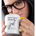 thumbnail image 2 of 3drose, Image of Unicorn with Text of Have a Magical 11th Birthday, 11oz Two-tone Yellow Mug, 2 of 6