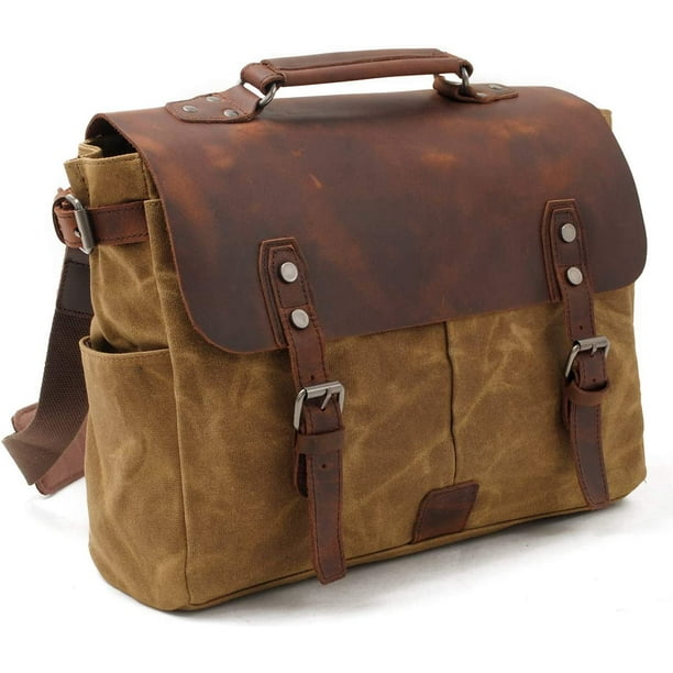 Brown top mens satchel