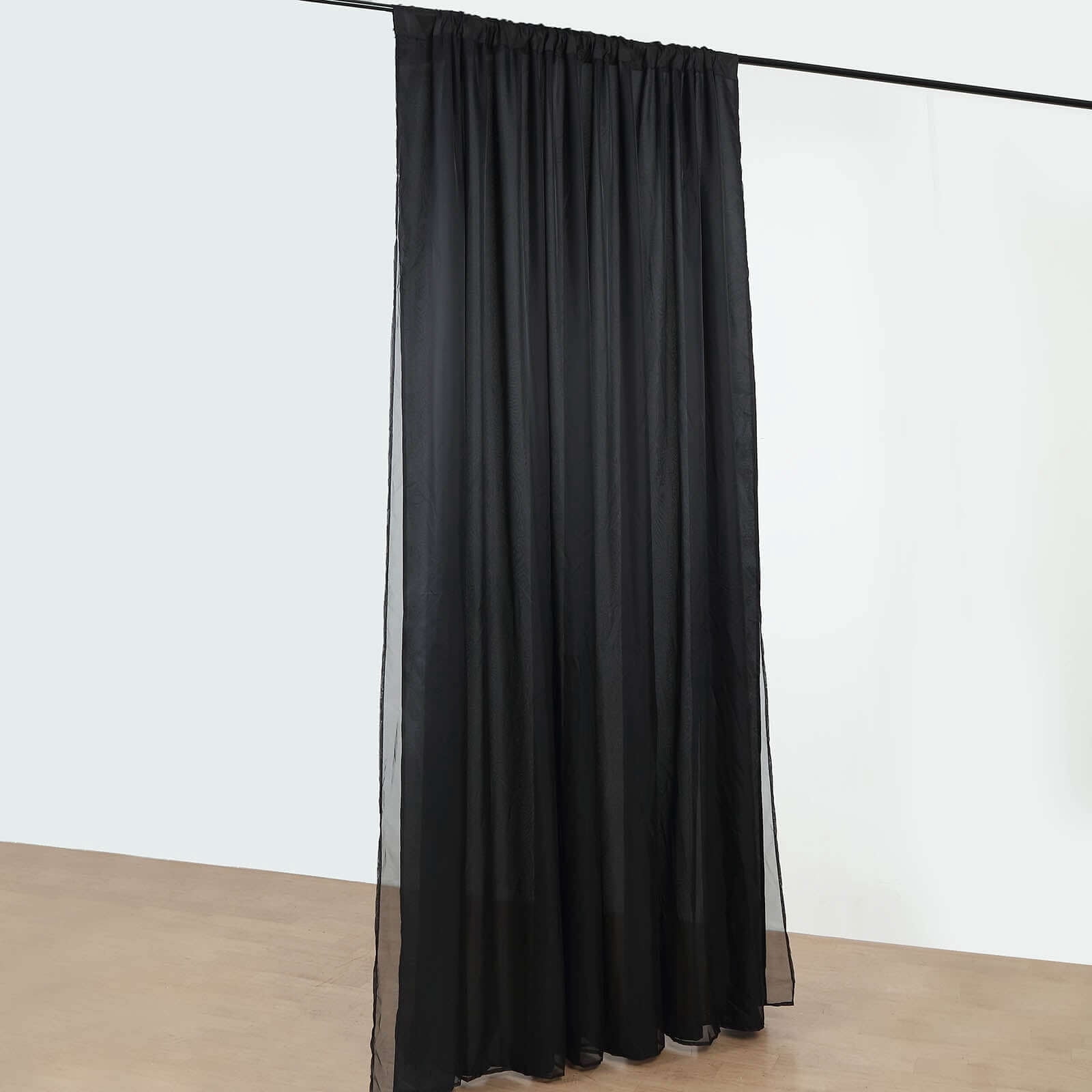Efavormart 10ftx10ft Black Dual Layered Polyester Sheer Chiffon Backdrop Curtains With Rod Pockets