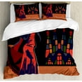 thumbnail image 1 of Spanish Duvet Cover Set Queen Size, Traditional Dancer Woman in Barcelona City with Historical Architecture Vibrant, Decorative 3 Piece Bedding Set with 2 Pillow Shams, Multicolor, by Ambesonne, 1 of 3