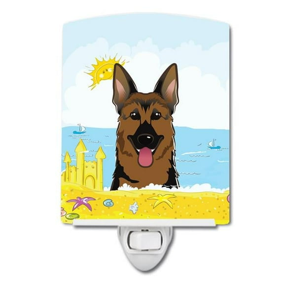 Caroline's Treasures BB2079CNL German Shepherd Summer Beach Ceramic Night Light, 6x4x3", multicolor