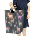 thumbnail image 4 of Yayeee Freestanding Laundry Hamper with Handle Collapsible Large Storage Basket for Clothes, Neon Llamas Pattern, 4 of 7