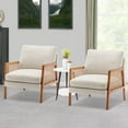 thumbnail image 6 of Accent Chair ,Upholstered Living Room Chairs Natural Rattan Armchair, Modern Slipper Club Chair Guest Reception Couch Comfy Single Sofa for Reading Bedroom, 6 of 6