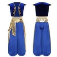 thumbnail image 2 of renvena Boys Prince Outfits Medieval Partywear Open Front Vest Waistcoat with Harem Pants Royal Blue 12, 2 of 7