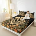 thumbnail image 4 of Homewish Romantic Valentine'S Day Twin Sheet Sets,Gothic Skelelton Skull Twin Fitted Sheet,Retro Rustic Flower Flat Sheet For Boys Girls,Microfiber Bedroom Decor,3-Piece, 4 of 7