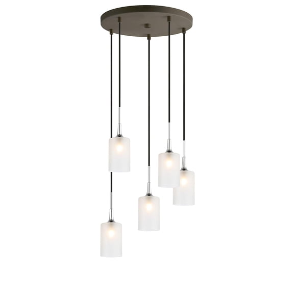 Woodbridge Lighting Chelsea 5-Light Opal Glass Cluster Pendant in Chrome/Bronze