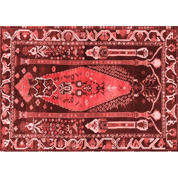 Ahgly Company Indoor Rectangle Medallion Red Traditional Area Rugs, 5' x 7'