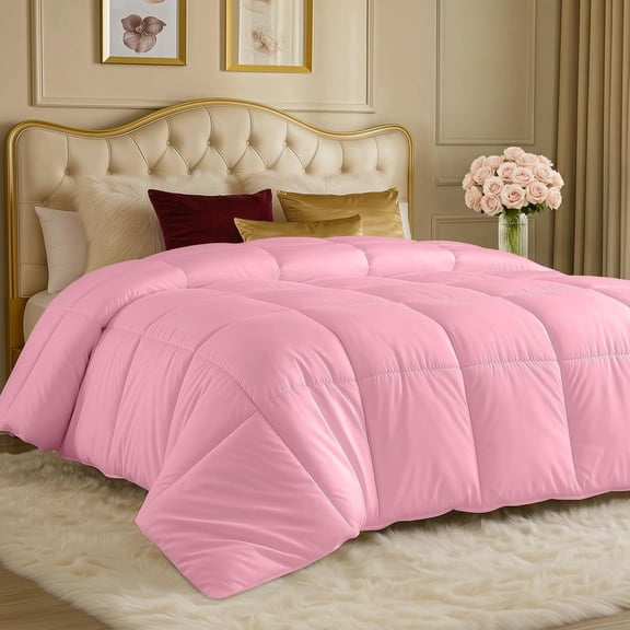 Utopia Bedding Comforters Queen Size, All Season Duvet Insert, Down Alternative Box Stitched Bed Comforter with Corner Tabs, Machine Washable (Pink)