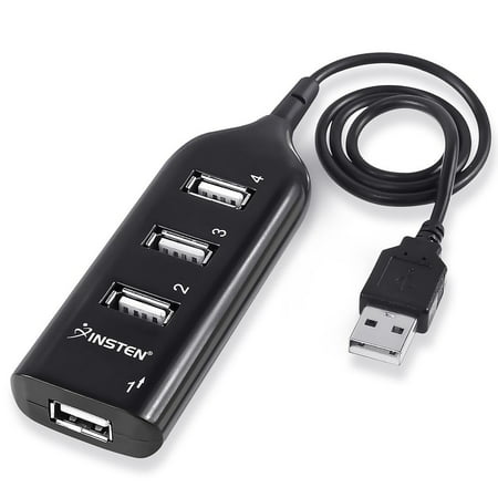 Insten 4 Port USB Hub for Computer PC - Black (Best Usb Hub For Raspberry Pi 2)