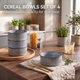 thumbnail image 6 of Vesteel Cereal Bowl for 4, 26oz Stoneware Soup Bowls with Textured Stripes, 4-Piece Ceramic Kitchen Bowls for Salad Fruit Pasta Soup, Dishwasher Safe & Microwave Safe, Smoky Blue, 6 of 8