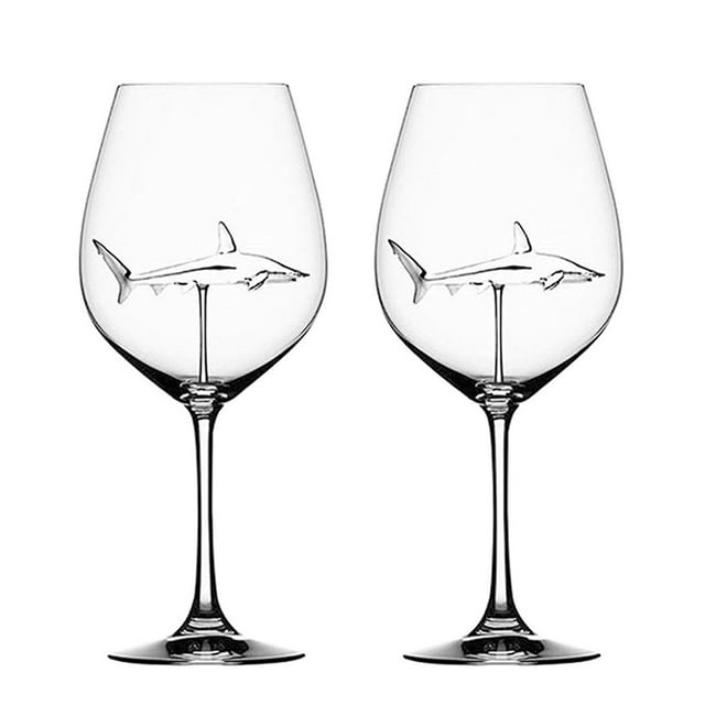 JFBUJC Verres à Vin Rouge avec Requin à l'Intérieur Gobelet Verre Verre Transparent pour Bar à la Maison Fête