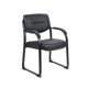thumbnail image 1 of Silla auxiliar Boss Office Products de piel con brazos, color negro, 1 of 7
