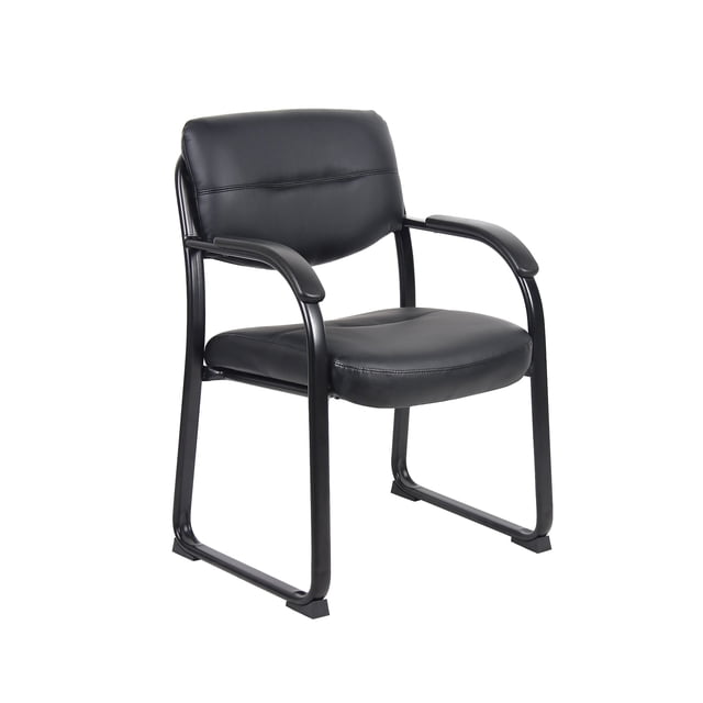 Silla auxiliar Boss Office Products de piel con brazos, color negro