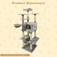 thumbnail image 3 of Gymax 63'' Large Cat Tree for Indoor Cats w/Plush Top Perch Condo Hammock Basket Bed Light Grey, 3 of 9