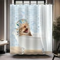 thumbnail image 5 of Cat Shower Curtain Funny Cat Shower Curtain for Bathroom Cute Cartoon Animal Shower Curtain Sets Fun Cat Shower Curtains Decor Tub Decor with 12 Hooks 72x72 inches, 5 of 6