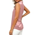 thumbnail image 3 of yillto Women Satin Tank Button down V Neck Tops Sleeveless Silky Shirts for Work Office Business Outfits, 3 of 7