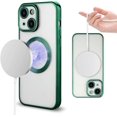 thumbnail image 5 of Luxury Magnetic Clear for iPhone 14 Case [Never Yellow] Plating Gold Bumper Shockproof Protective Slim Phone Case Compatible with MagSafe for Women Girls Men-Green, 5 of 6