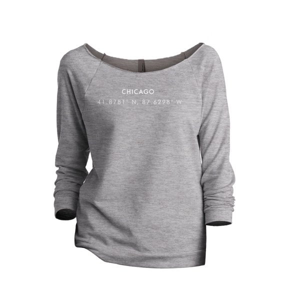 Chicago Illinois Coordinates Women's Fashion Slouchy 3/4 Sleeves Raglan Lightweight Sweatshirt Sport Grey 2X-Large