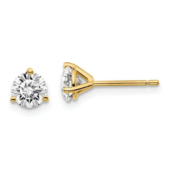14K Yellow Gold Earring Stud Women'S Diamond, Lab Grown Round White