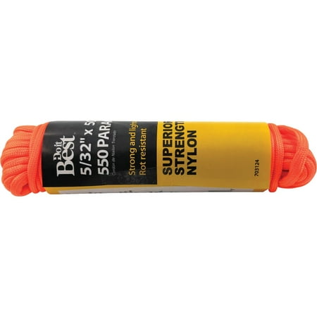

1PK Do it Best 550 5/32 In. x 50 Ft. Orange Nylon Paracord