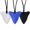 thumbnail image 1 of piezas de mordedor de silicona con forma de tiburón para la dentición, juguete para masticar, collar para la dentición del bebé (negro, blanco y azul), 1 of 5