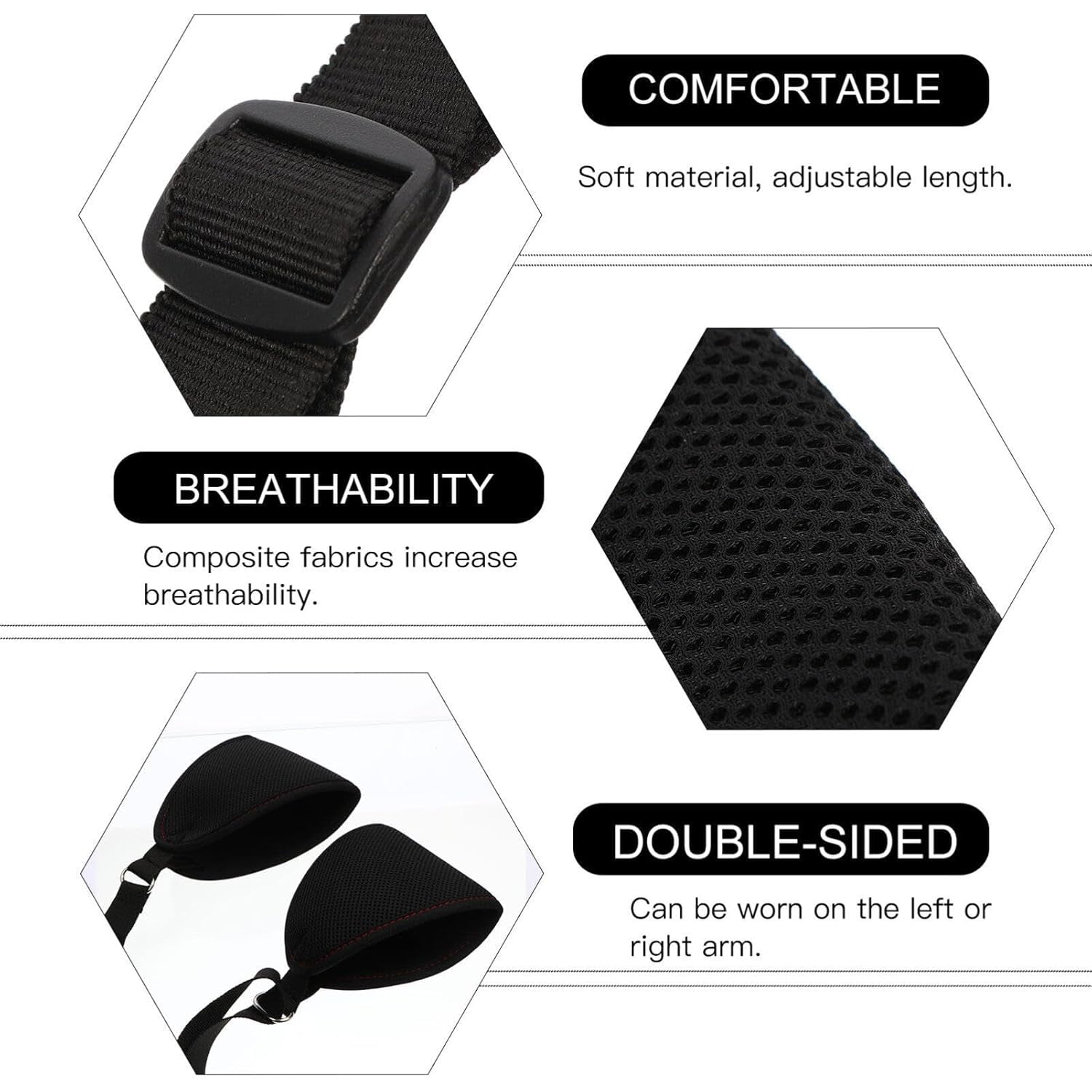 Hemvt Arm Sling Shoulder Brace, Immobilizer for Rotator Cuff Injury, Fractured Bones, Elbow Wrist Thumb, Breathable Mesh Shoulder Support & Stabilizer, Black