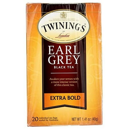 Twinings, Black Tea, Earl Grey, Extra Bold, 20 Tea Bags , 1.41 oz